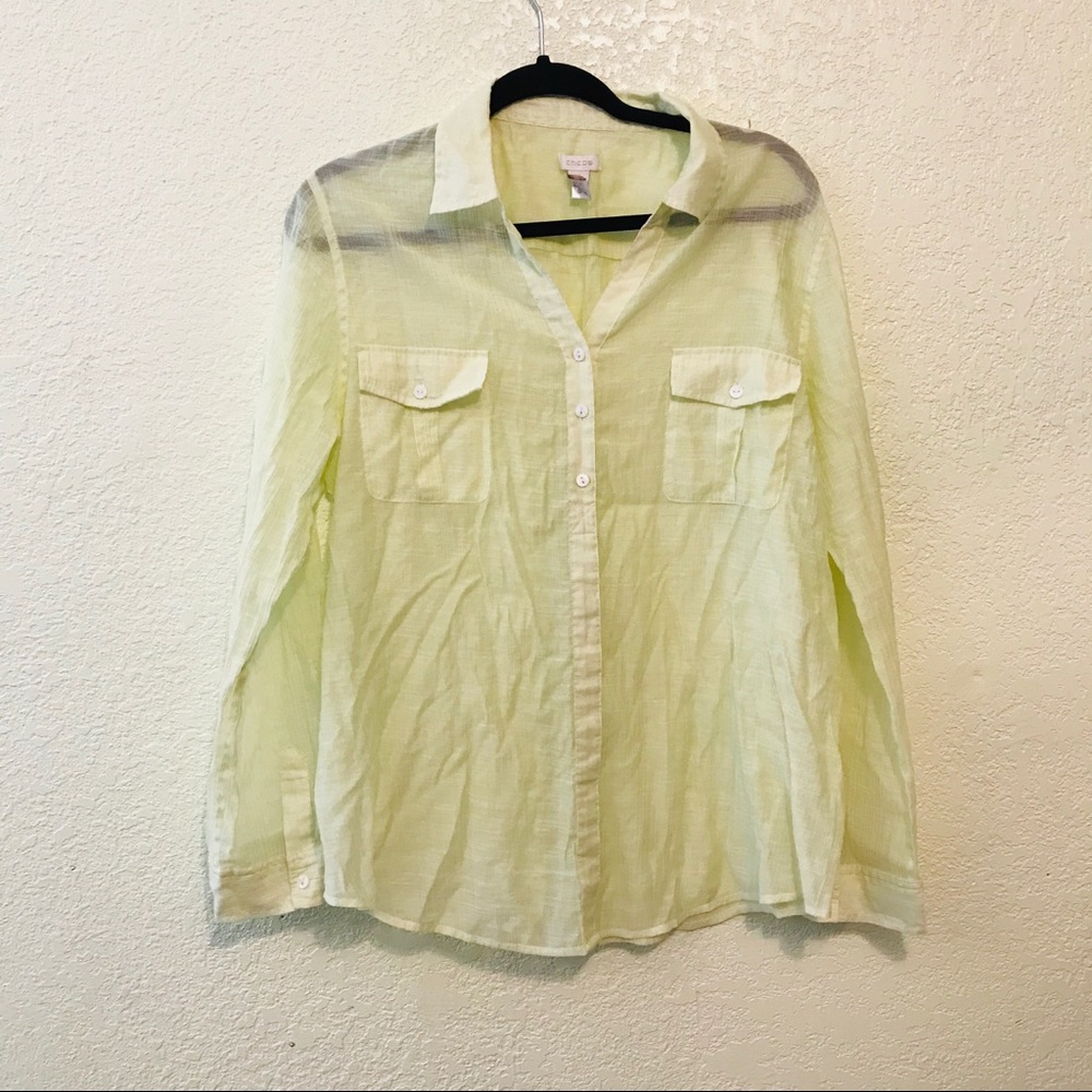 Chico’s Sheer Button Down Blouse Light Weight - image 1